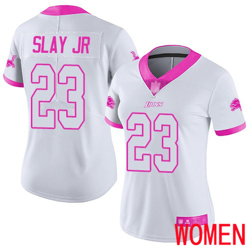 Detroit Lions Limited White Pink Women Darius Slay Jersey NFL Football #23 Rush Fashion->women nfl jersey->Women Jersey
